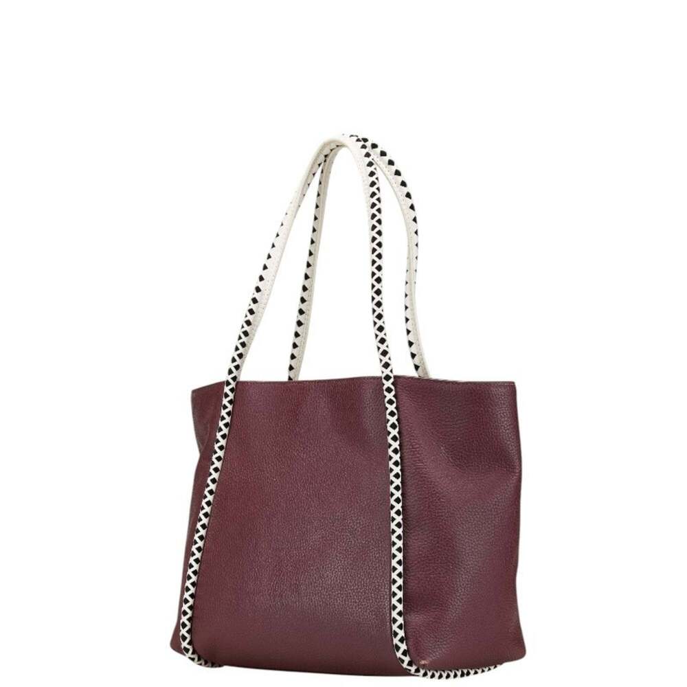 Kate Spade handbag tote bag in wine red, white, and black leather for women. - Picture 2 of 9
